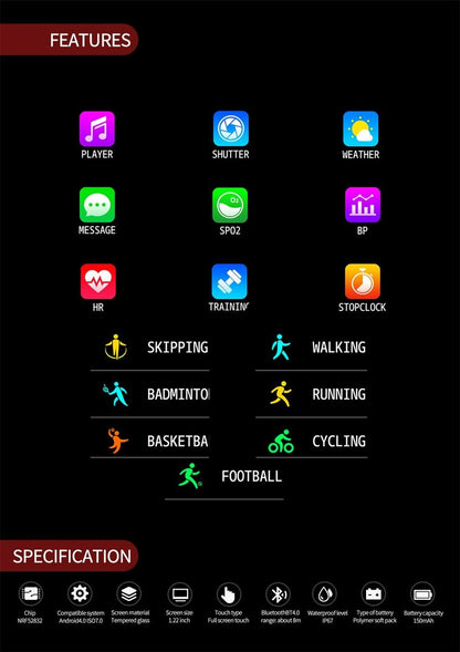 High quality 1.22 INCH Full screenTouch Smart