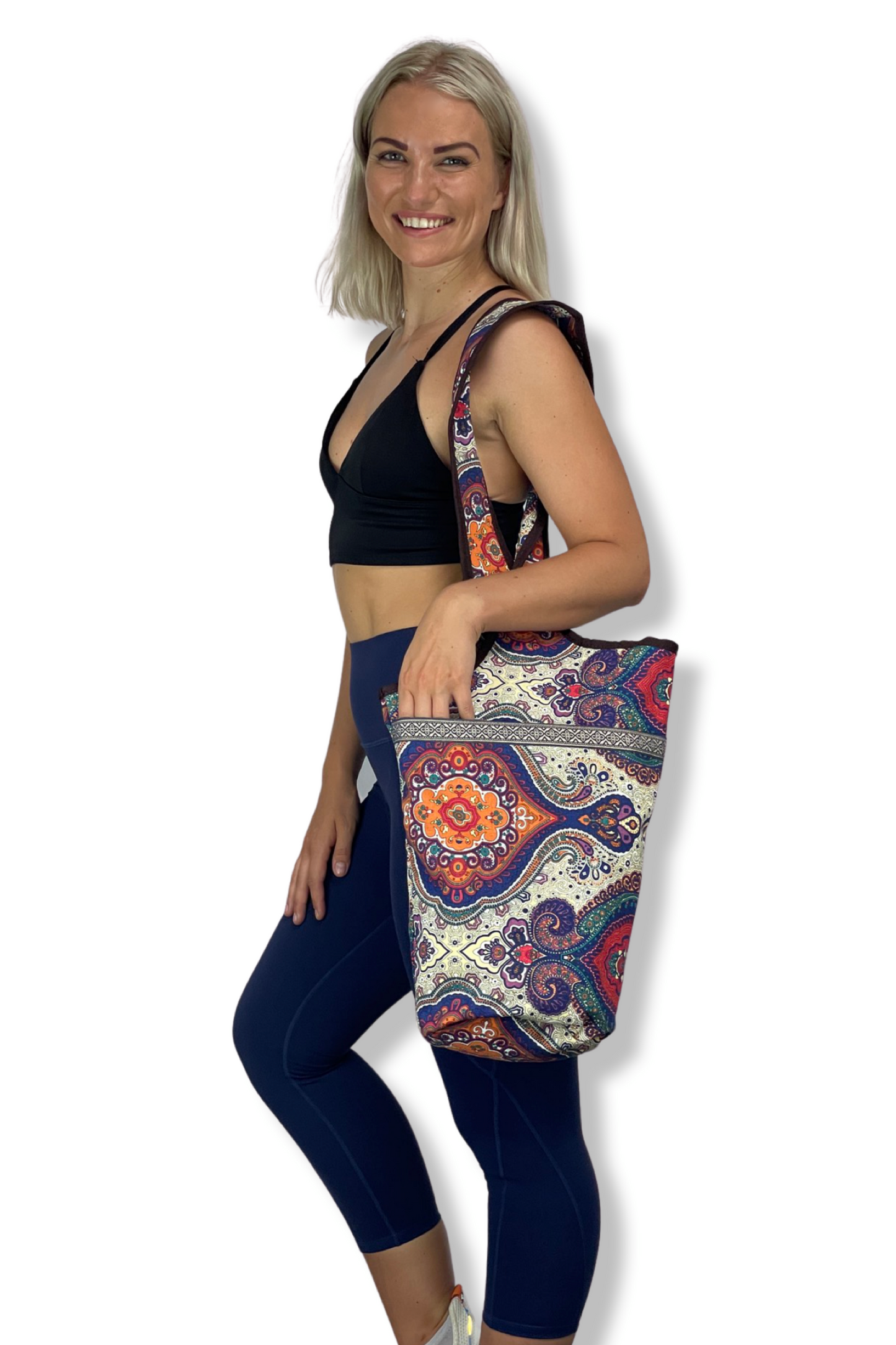Yoga Mat Carrying Tote Bag with Large Pockets
